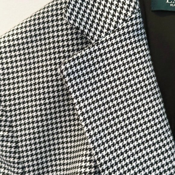 Ralph Lauren Women's Size 8 Black White Cotton Houndstooth Jacket Blazer Classic - Picture 9 of 11
